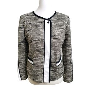 Jones NY Space Dye Faux Leather Trimmed Jacket